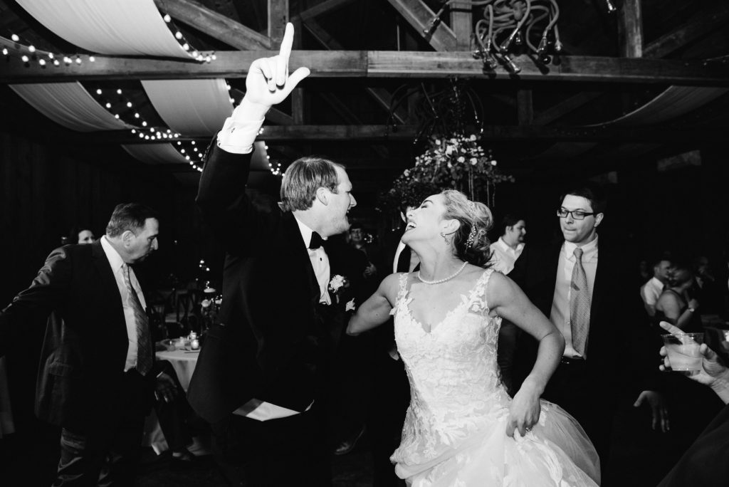 bride and groom dancing at reception at pine knoll farms appling, ga 