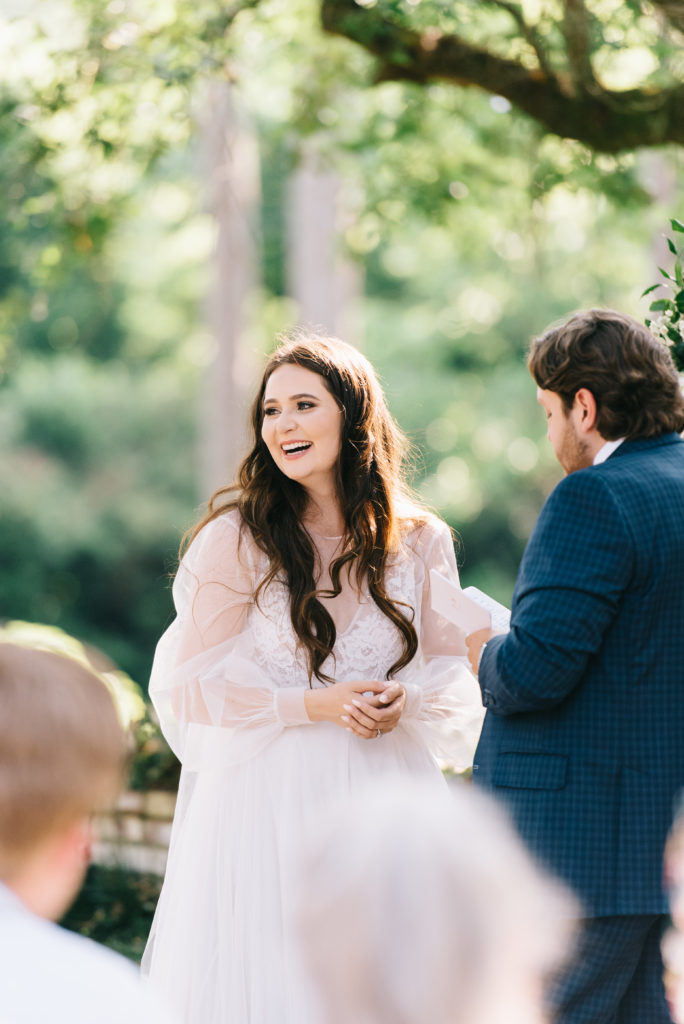 Bride Reaction to vows at sunset - Aiken SC Wedding Photography