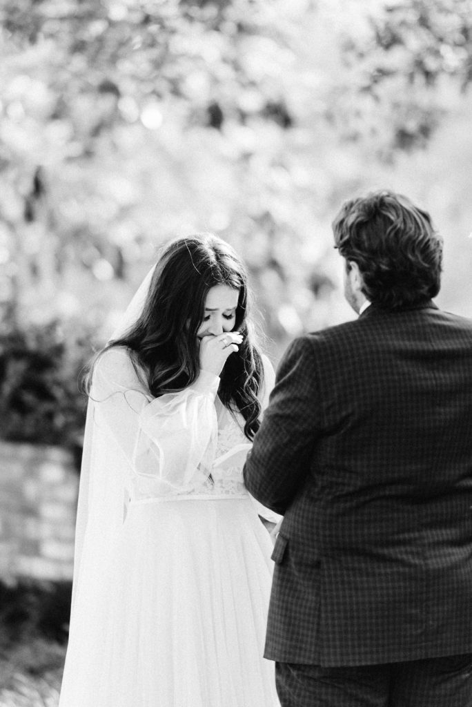 bride crying during vows Augusta ga wedding photographer 
